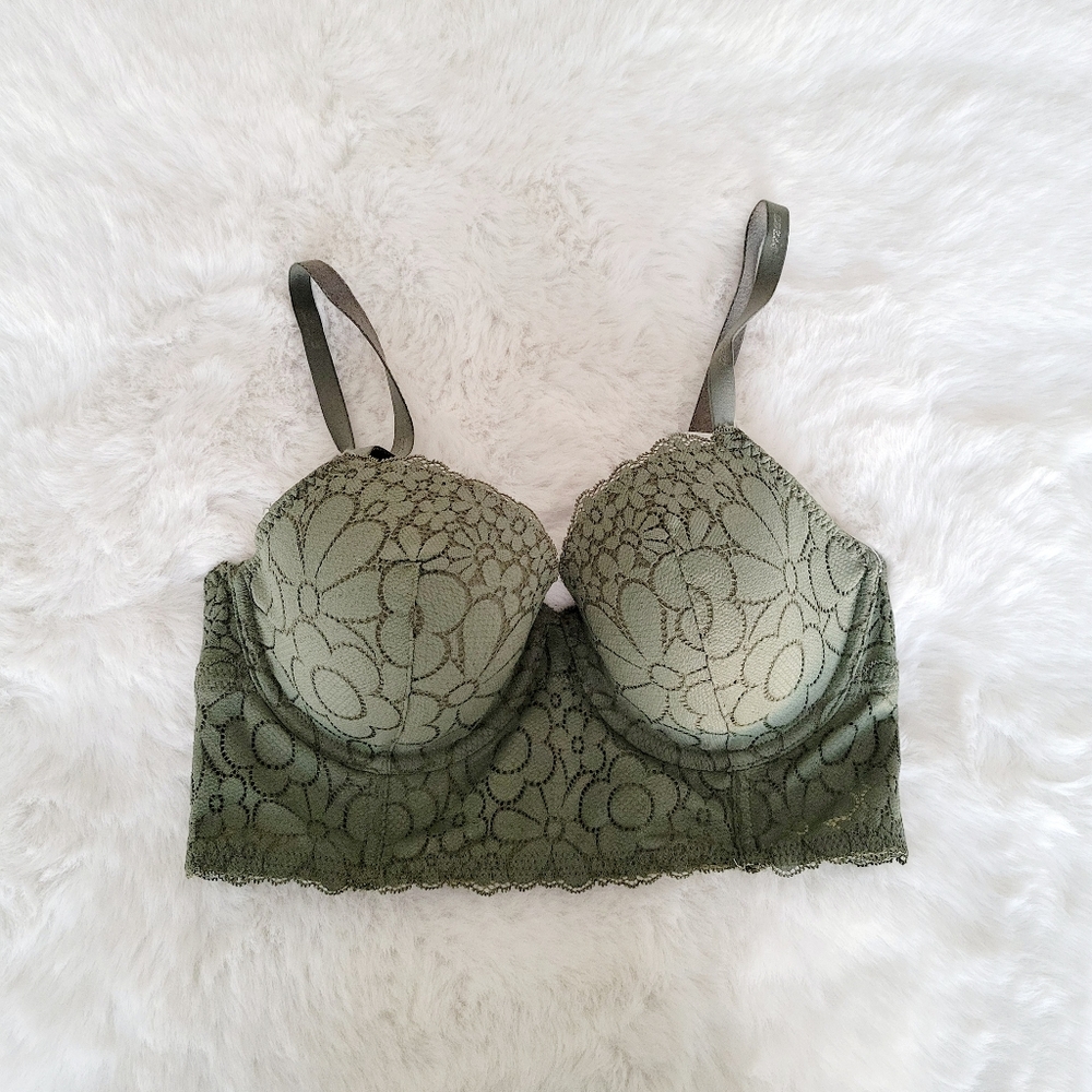 🌷AERIE REAL HAPPY DEMI LIGHTLY LINED CANDY LACE BRA SIZE 34D - Picture 4 of 7